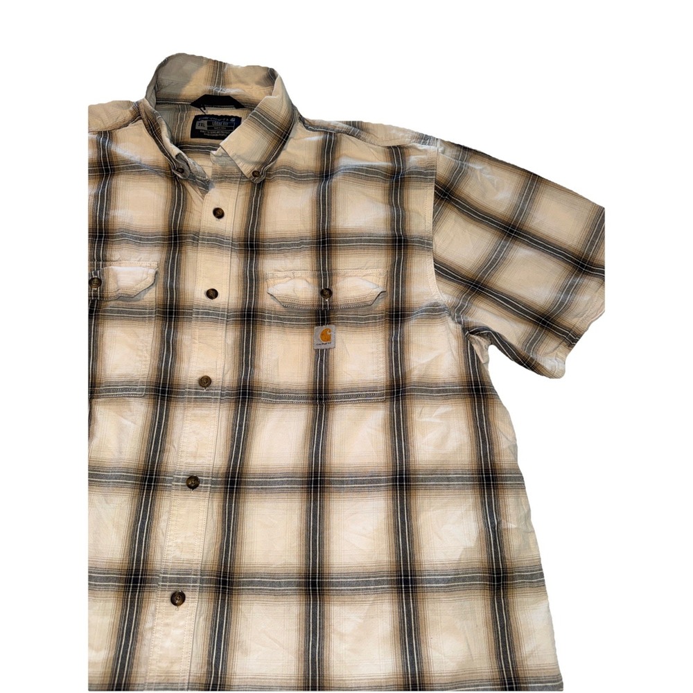 Men's Carhartt Plaid Relax Fit Short Sleeve Button Down! Size 2XL